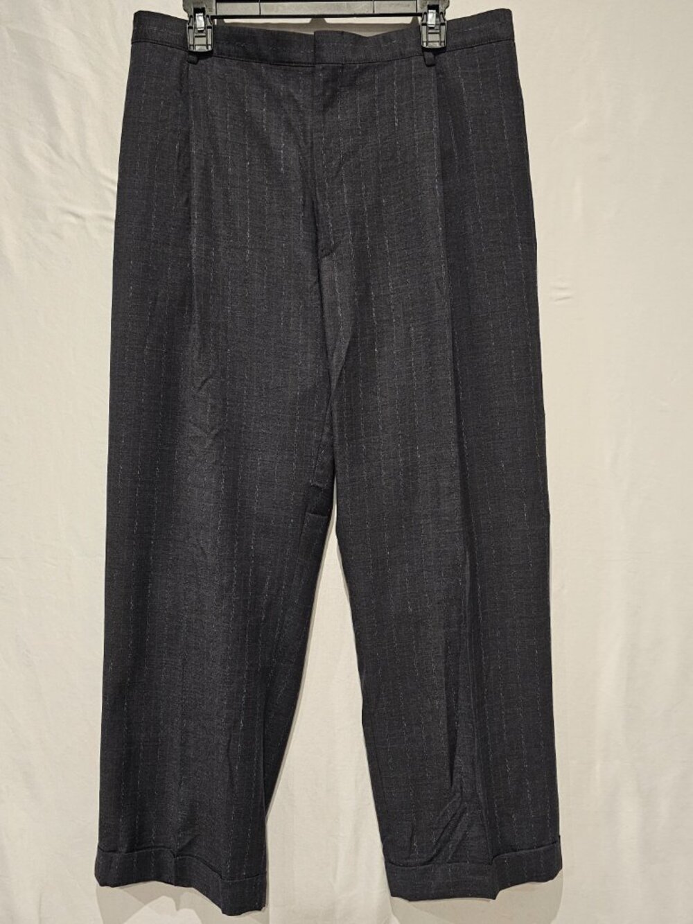 VTG 90s Gianni Versace Mainline Gray Pinstripe Pleated Trousers Ittierre 64 L